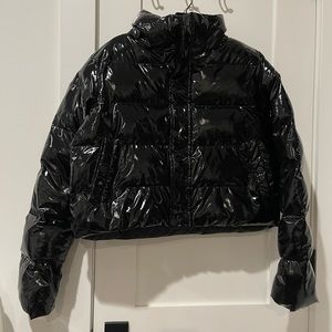 Current Mood Black Shiny Puffer Coat - from Dolls Kill